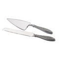 White Glitter Cake Knife & Server Set